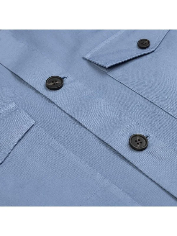 Germirli Elemental Blue Vintage Side Pocket Cotton Linen Jacket Shirt - 3
