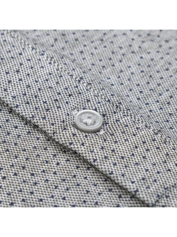 Germirli Gray Piquet Patterned Shirt Collar Regular Fit T-Shirt - 3