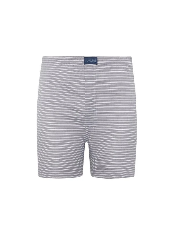 Germirli Grey, White Thick Striped Cotton Boxer Shorts - 1