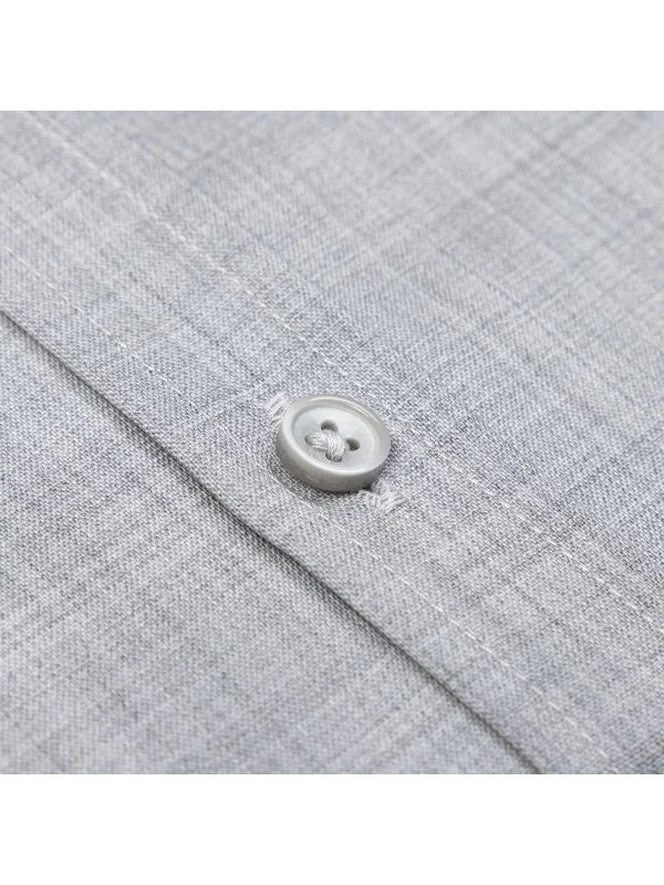 Germirli Grey Melange Thomas Mason Button-down Collar Tailor Fit Pure Wool Shirt - 3