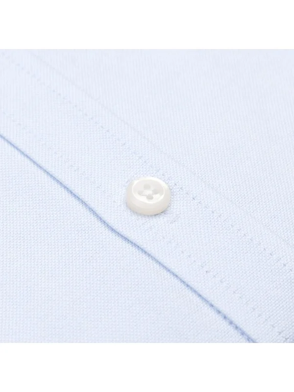 Ice Blue Button Down Collar Pocket Tailor Fit Oxford Sport Shirt with Germirli - 3