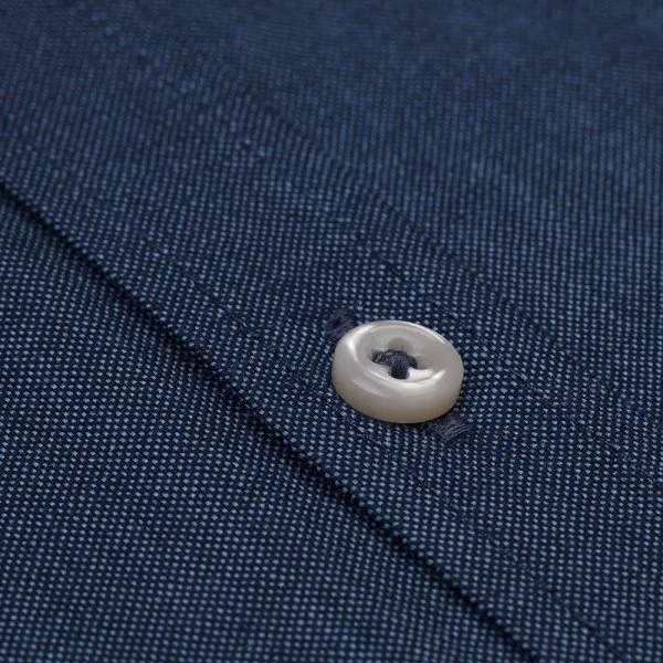Germirli Indigo Blue Hidden Button Collar Flap Pocket Tailor Fit Sport Oxford Men's Shirt - 4
