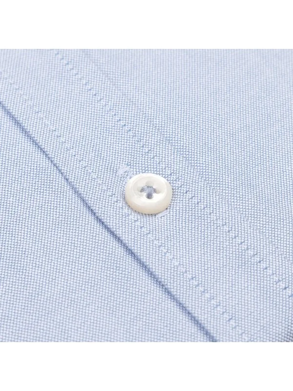 Germirli Light Blue Tailor Fit Relaxed Fit Button Down Collar Sport Oxford Tencel Cotton Shirt - 3
