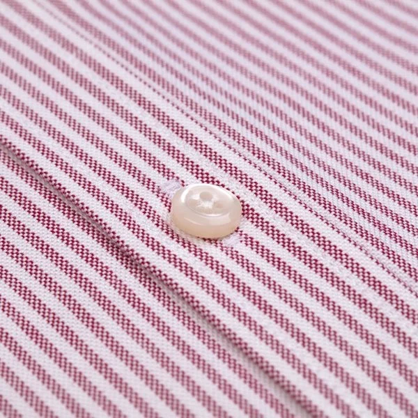 Germirli Burgundy Striped Button-Down Collar Pocket Tailor Fit Sport Oxford Men's Shirt - 2