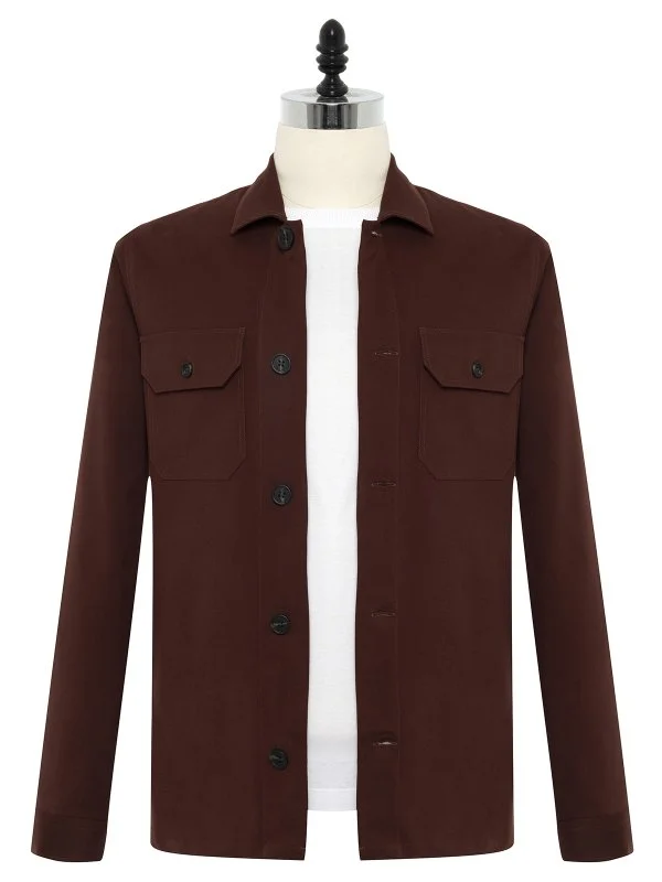 Germirli Claret Red Tailor Fit Relaxed Fit Cotton Jacket Shirt - 1