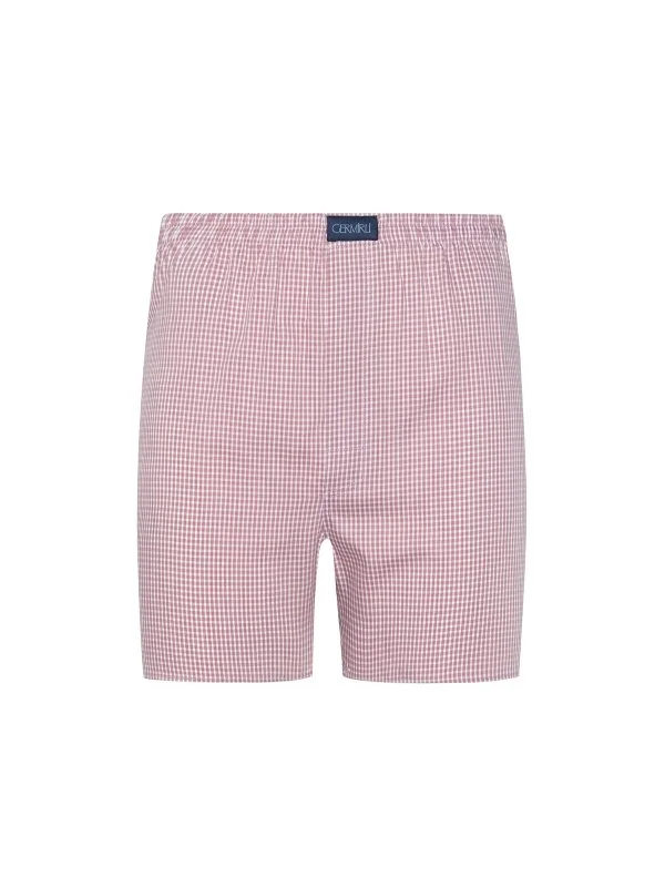 Germirli Claret Red White Checkered Cotton Boxer Shorts - 1