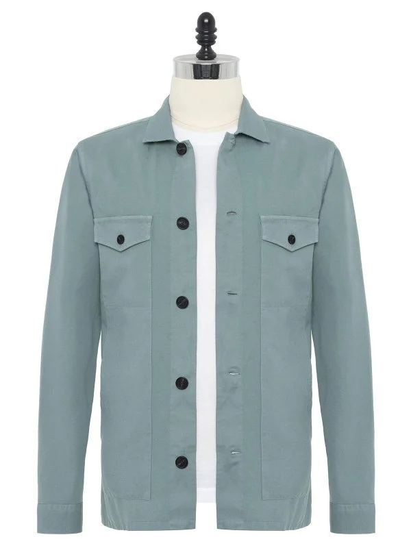 Germirli Mineral Green Vintage Side Pocket Cotton Linen Jacket Shirt - 1