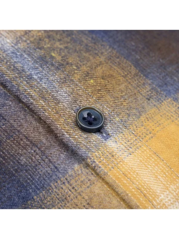 Mustard Flannel Plaid Albiate Button-Down Collar Tailor Fit Cotton Lumberjack Shirt with Germirli - 3