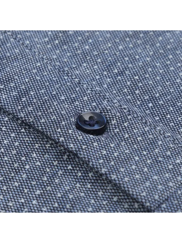 Germirli Navy Blue Piquet Patterned Shirt Collar Regular Fit T-Shirt - 3