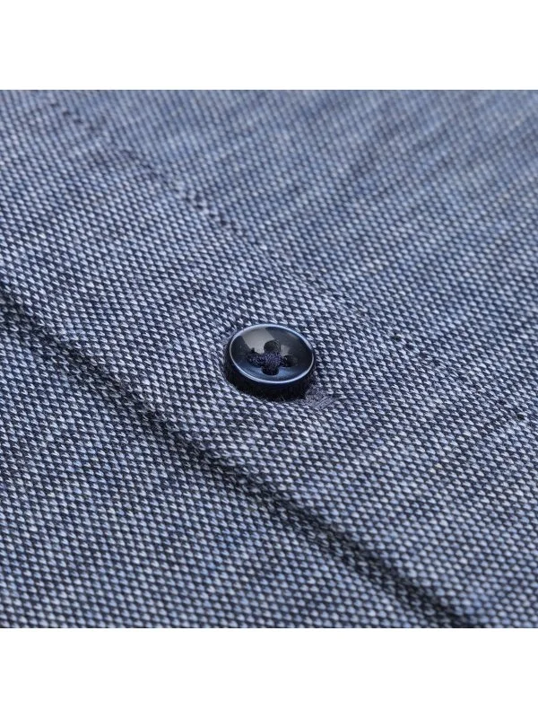 Germirli Navy Blue Piquet Shirt Collar Regular Fit Long Sleeve T-Shirt - 3