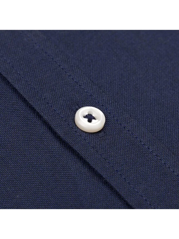 Germirli Navy Blue Tailor Fit Relaxed Fit Button-down Collar Sport Oxford Organic Cotton Shirt - 3