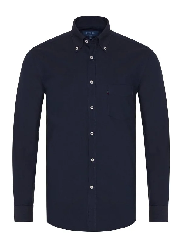 Germirli Navy Button-down Collar Pocket Tailor Fit Sport Oxford Men's Shirt - 1