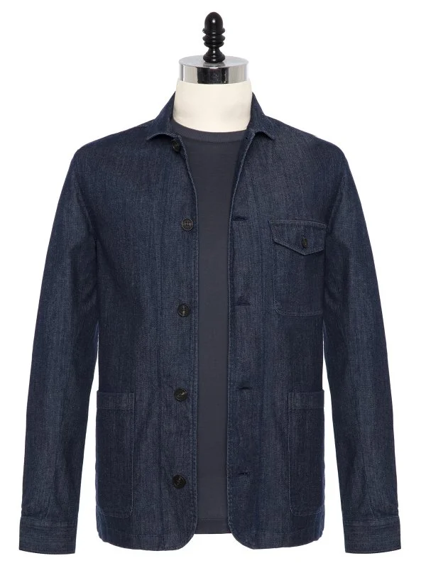 Germirli Navy Blue Denim Tailor Fit Jacket Shirt - 1
