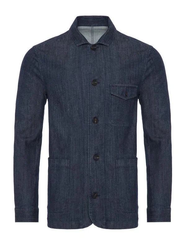 Germirli Navy Blue Denim Tailor Fit Jacket Shirt - 2