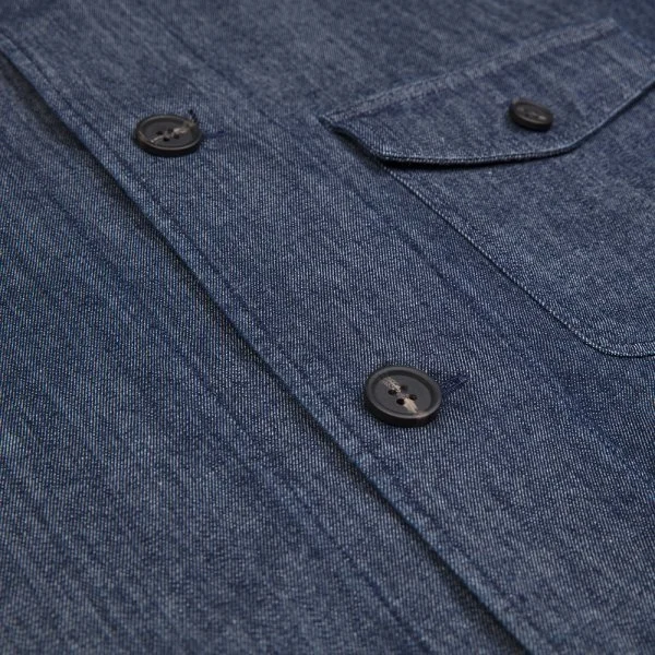 Germirli Navy Blue Denim Tailor Fit Jacket Shirt - 3