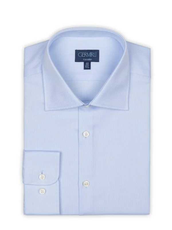 Non Iron Oxford Blue Classic Collar Tailor Fit Journey Shirt with Germirli - 2