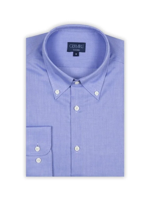 Germirli Non Iron Dark Blue Oxford Button-down Collar Tailor Fit Shirt - 2