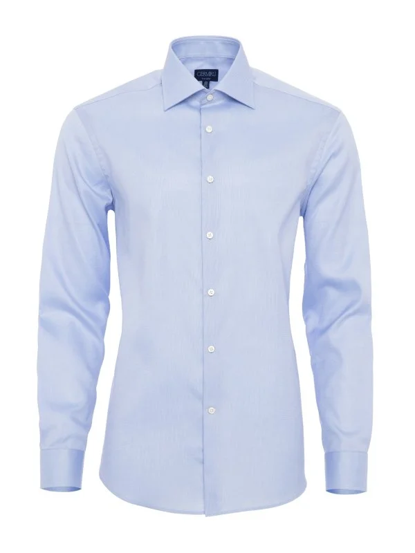 Germirli Non Iron Dark Blue Oxford Classic Collar Tailor Fit Journey Shirt - 1