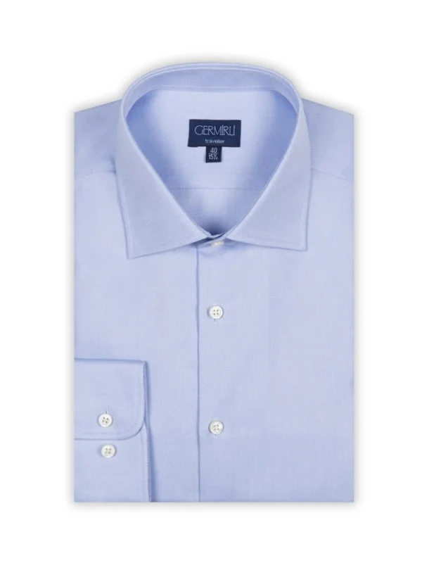 Germirli Non Iron Dark Blue Oxford Classic Collar Tailor Fit Journey Shirt - 2