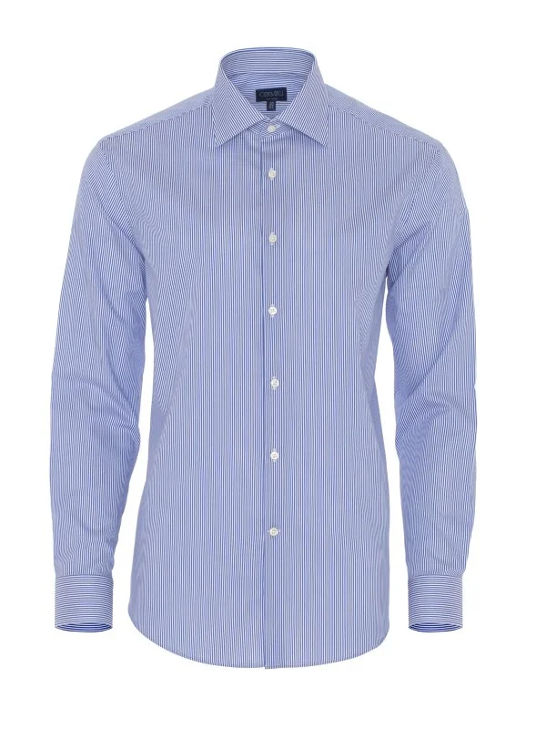 Germirli Non Iron Dark Blue Striped Tailor Fit Shirt - 3