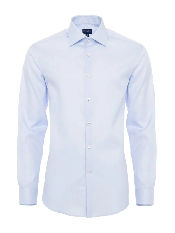 Germirli Non Iron Light Blue Twill Classic Collar Tailor Fit Journey Shirt - 1