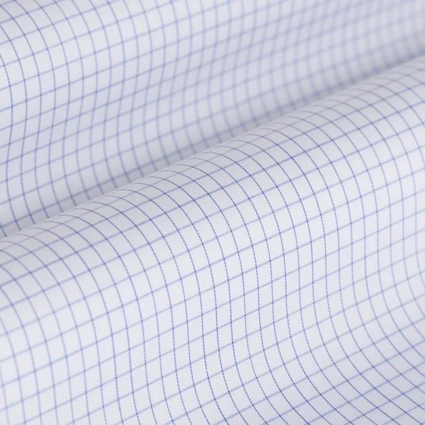 Non Iron Navy Checkered Classic Collar Tailor Fit Shirt with Germirli - 2