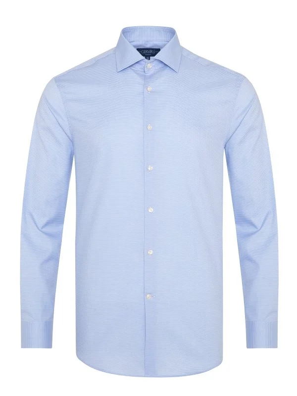 Non Iron Piyedepul Patterned Classic Collar Tailor Fit Journey Blue Shirt with Germirli - 1