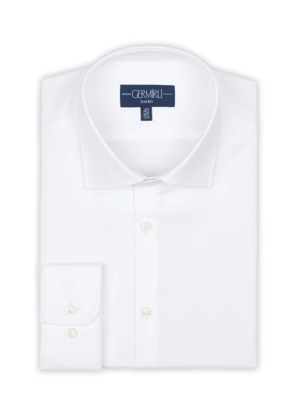 Non Iron White Oxford Classic Collar Tailor Fit Journey Shirt with Germirli - 2