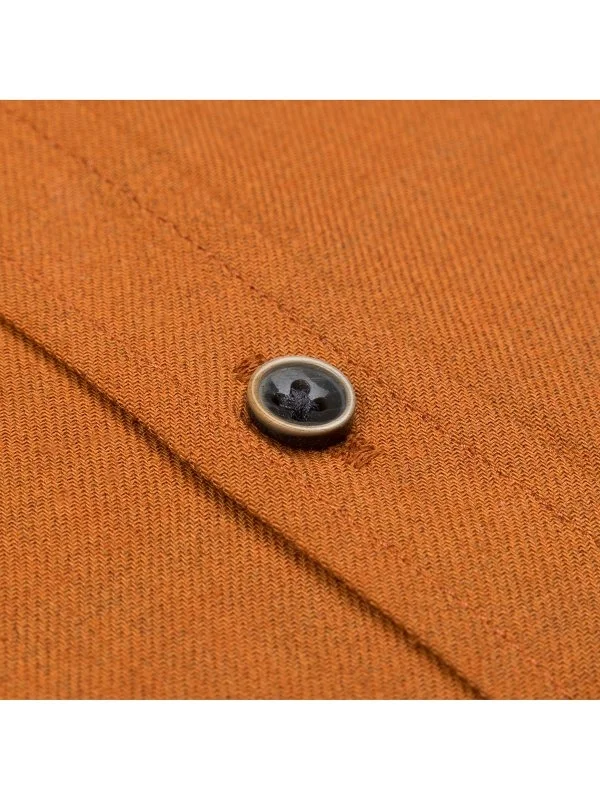 Orange Twill Texture Soft Collar Tailor Fit Cotton Wool Shirt with Germirli - 3