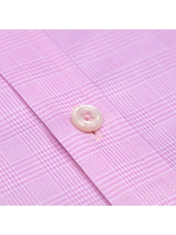 Pink Checkered Button-Down Collar Tailor Fit Exclusive Shirt with Germirli - 3