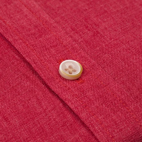 Germirli Pomegranate Flower Button-Down Collar Tailor Fit Delave Linen Shirt - 3