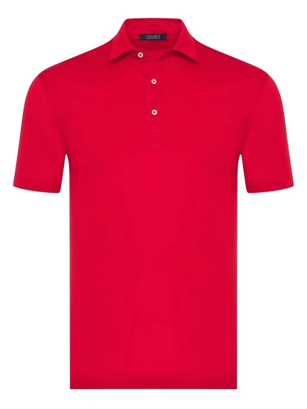 Germirli Red Piquet Shirt Collar Regular Fit Mercerized T-Shirt - 1