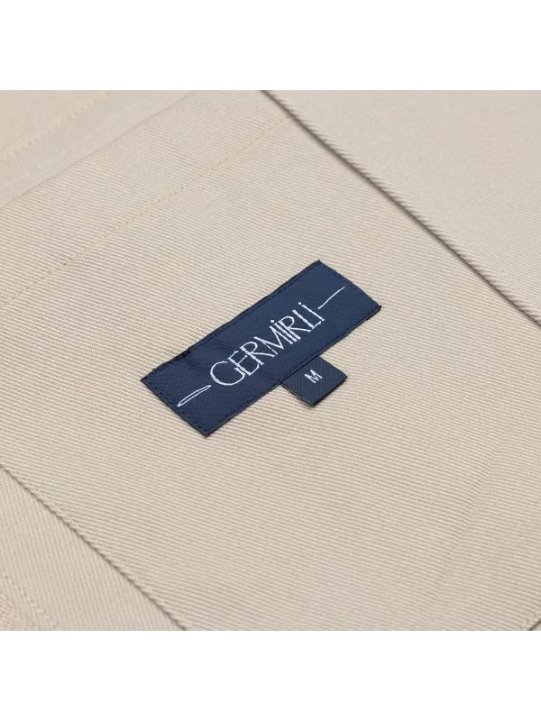 Germirli Sand Beige Color Utility Flap Pocket Cotton Jacket Shirt - 3