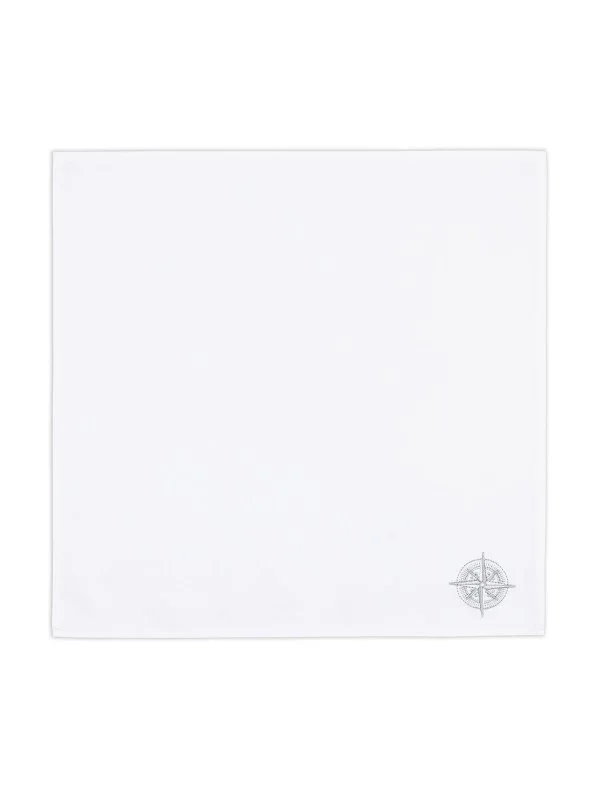 Poplin Cotton Handkerchief with Germirli Silver Color Compass Embroidery - 2