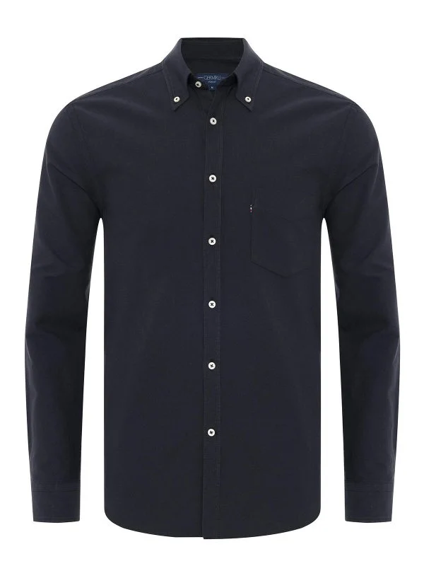 Germirli Sport Oxford Button Collar Black Single Pocket Cotton Shirt - 1