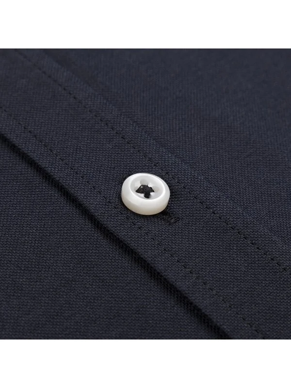 Germirli Sport Oxford Button Collar Black Single Pocket Cotton Shirt - 3