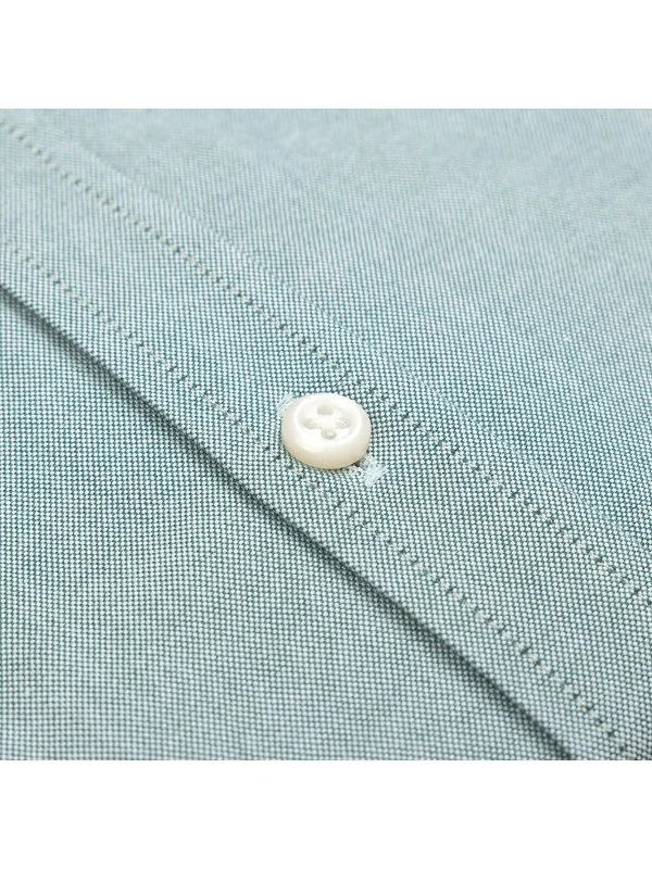 Germirli Sports Oxford Button Collar Green Single Pocket Cotton Shirt - 3