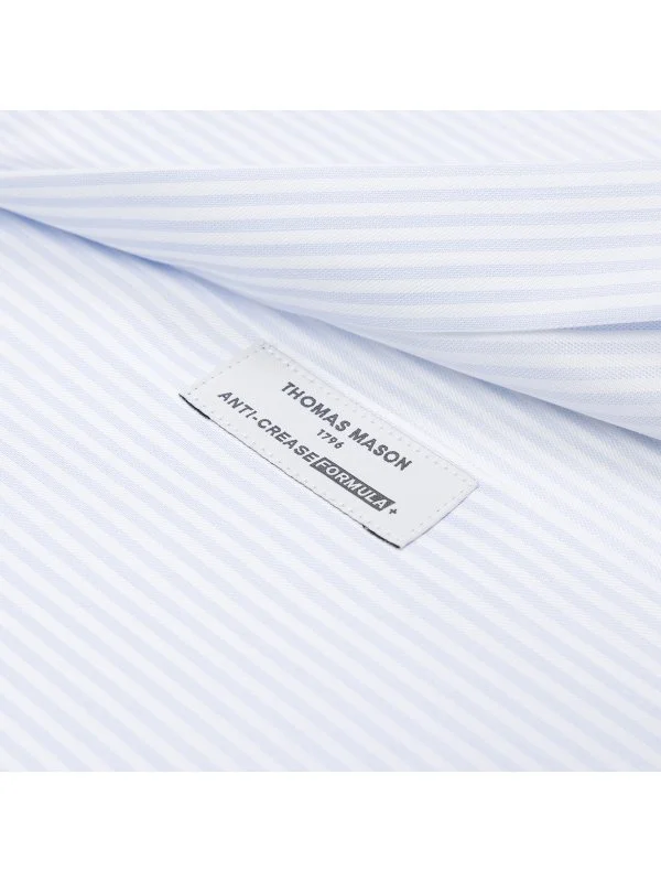 Germirli Thomas Mason Blue Striped Anti Crease Formula Tailor Fit Non Iron Shirt - 4