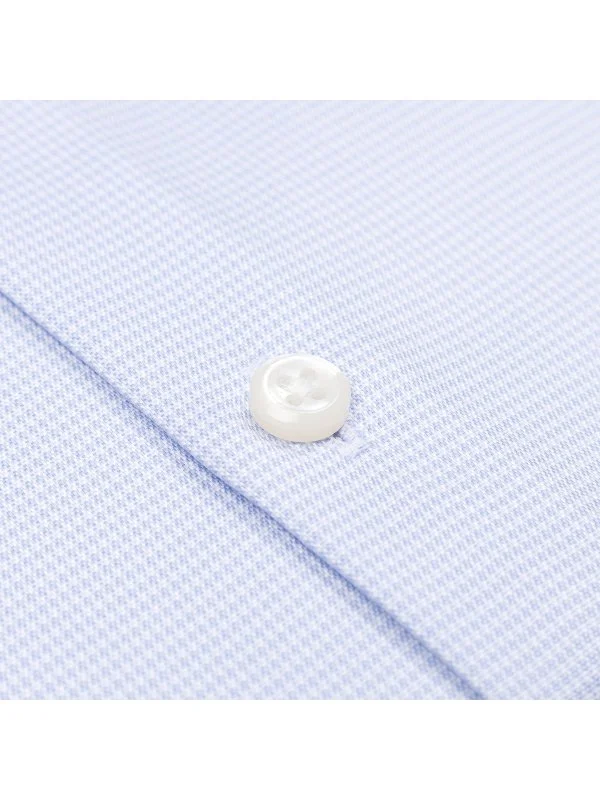 Germirli Thomas Mason White Blue Patterned Anti Crease Formula Tailor Fit Non Iron Shirt - 3