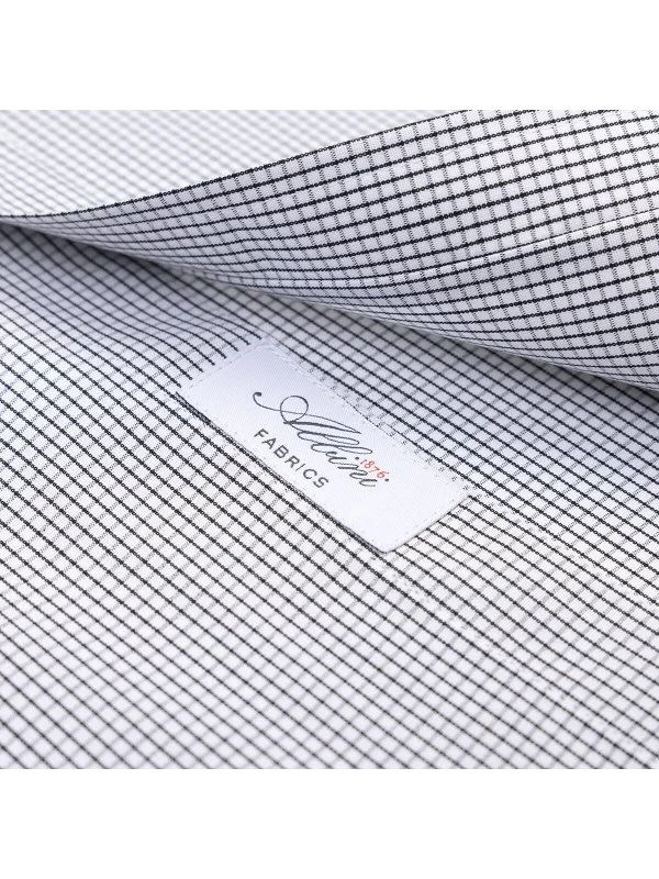 Germirli White Black Mini Plaid Tailor Fit Relaxed Fit Button Down Collar Pure Cotton Exclusive Shirt - 2