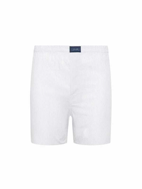 Germirli White, Black Thin Striped Cotton Boxer Shorts - 1