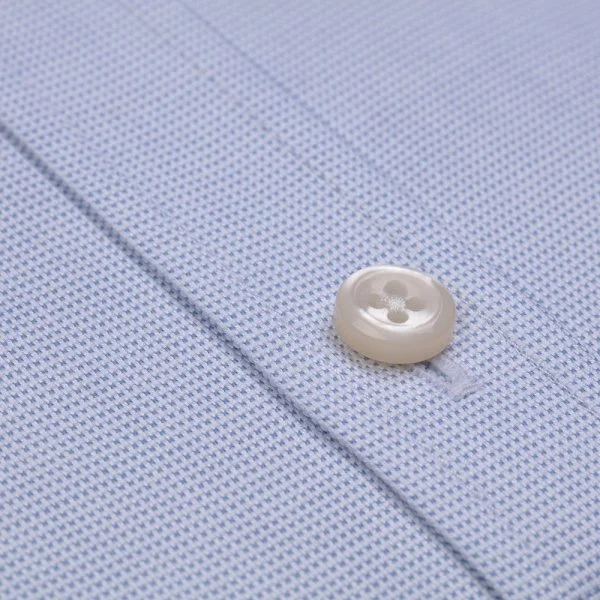 Germirli White Blue Micro Pattern Classic Collar Tailor Fit Shirt - 3