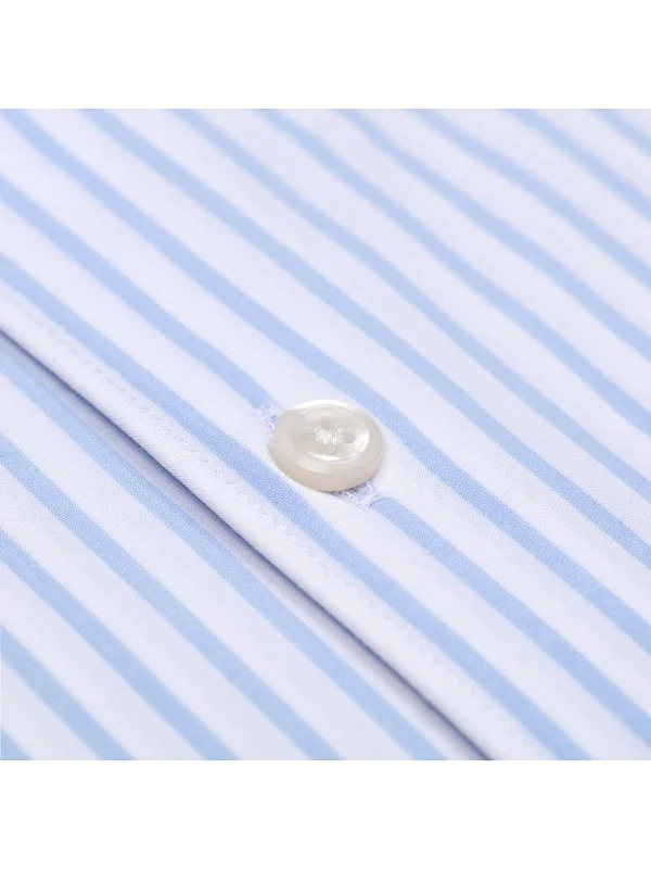 Germirli White Blue Striped 3D Germirli Slim Fit Active Shirt - 3