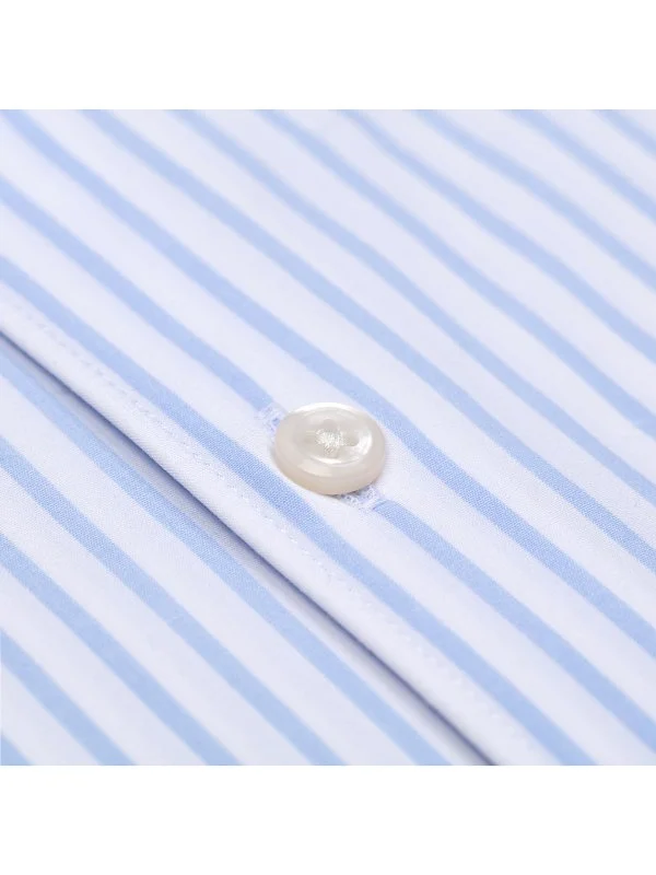 Germirli White Blue Striped 3D Germirli Slim Fit Active Shirt - 3