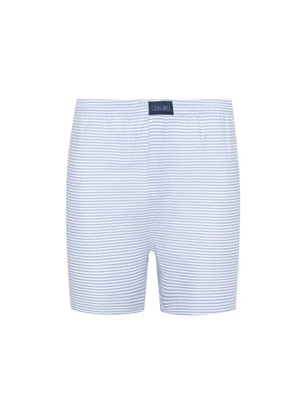 Germirli White, Blue Striped Cotton Boxer Shorts - 1