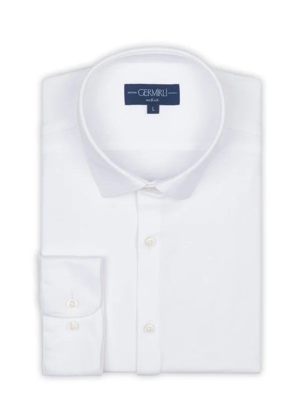 Germirli White Cotton 3D Germirli Slim Fit Active Shirt - 2