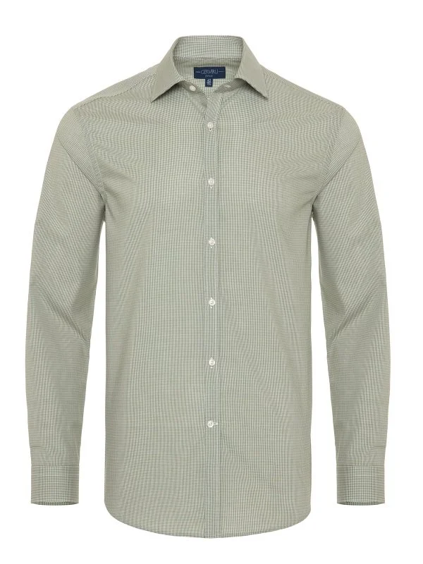 Germirli White Green Checkered Classic Collar Tailor Fit Shirt - 1