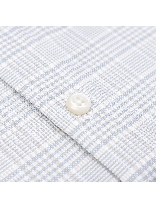 Germirli White Gray Plaid Albini Relax Formula Tailor Fit Pure Cotton Exclusive Shirt - 3
