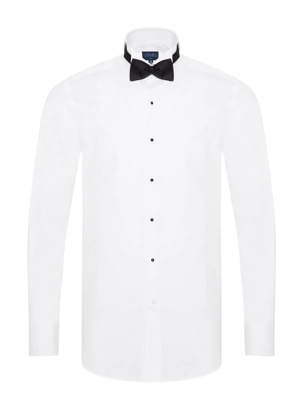 Germirli White Honeycomb Textured Ata Collar Slim Fit Shirt - 1