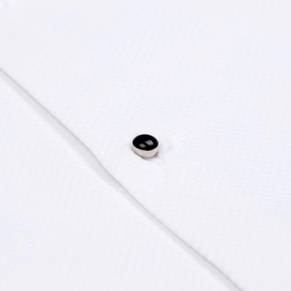 Germirli White Honeycomb Textured Ata Collar Slim Fit Shirt - 4